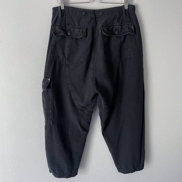 Free People Bay To Breakers Pants Size S Black Barrel Harem Baggy Cargo - Picture 2 of 16